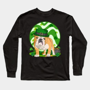 English Bulldog Dog St Patricks Day Irish Leprechaun Long Sleeve T-Shirt